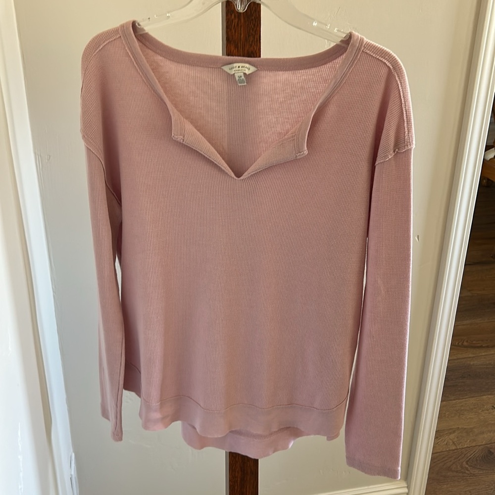 Lucky Brand Spilt‎ Neck Pullover long Sleeve Thermal Top Light LavenderSize S